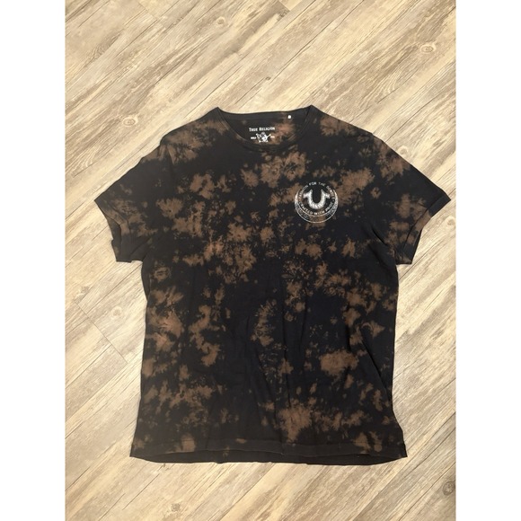 True Religion Other - True Religion T Shirt Mens XL Black Tie Dye Budha World Tour Graphic Tee Skull